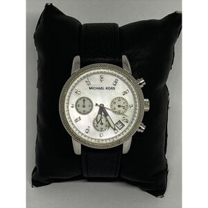 Michael Kors Ritz MK5020 Women's Black Leather Analog Dial Quartz Watch EY118